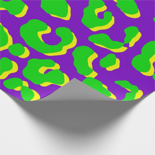 Leopard Print Green Lila Gelb Geschenkpapier (Ecke)