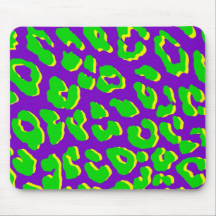 Leopard Print Green Lila Gelb Mousepad