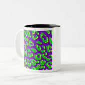 Leopard Print Green Lila Gelb Zweifarbige Tasse (Vorderseite Links)