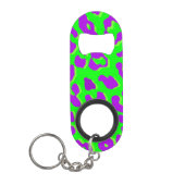 Leopard Print Green Lila Mini Flaschenöffner (Vorderseite)