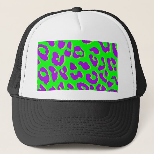 Leopard Print Green Lila Truckerkappe (Vorderseite)