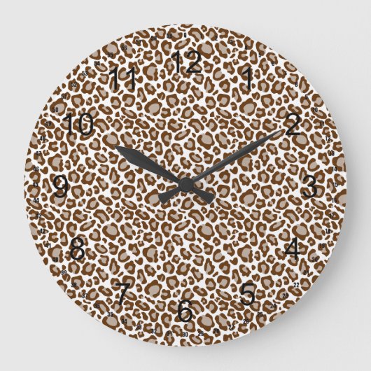 Leopard Print Große Wanduhr (Vorderseite)