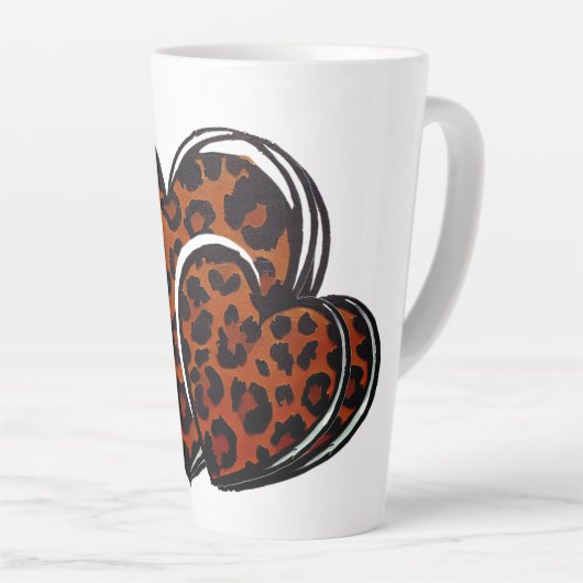 Leopard Print Hand Drawing Herz Milchtasse (Rechte Ecke)