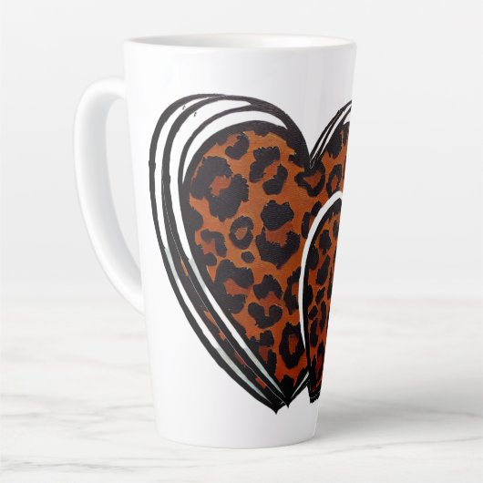 Leopard Print Hand Drawing Herz Milchtasse (Linke Ecke)