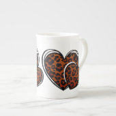 Leopard Print Hand Drawing Herz Porzellantasse (Vorderseite Rechts)