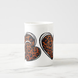 Leopard Print Hand Drawing Herz Porzellantasse