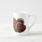 Leopard Print Hand Drawing Herz Porzellantasse (Rechts)