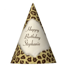 Leopard Print Happy Birthday Party Hat Partyhütchen