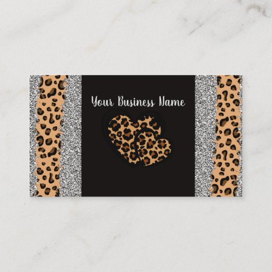 Leopard Print Heart Visitenkarte (Rückseite)