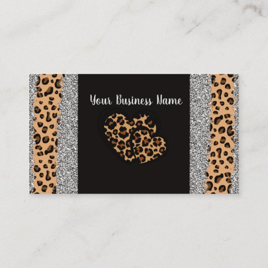 Leopard Print Heart Visitenkarte (Rückseite)
