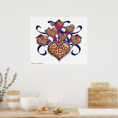 Leopard Print Hearts Pink & Blue Burst Poster (Küche)
