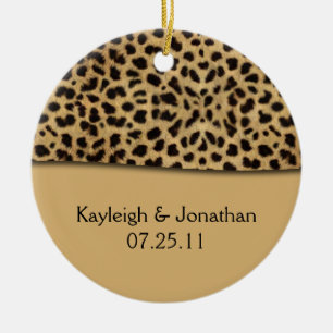 Leopard Print Hochzeitsdatum Erinnerungsstück Keramikornament