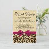 Leopard Print Hot Pink Bridal Dusche Einladung (Stehend Vorderseite)