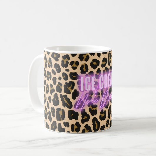 Leopard Print Ice Creme & Neon Dreams Tasse (Vorderseite Links)