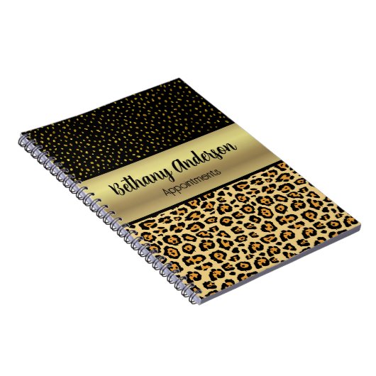 Leopard Print, Imitats Gold Personalisiert Noteboo Notizblock (Rechte Seite)