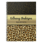 Leopard Print, Imitats Gold Personalisiert Noteboo Notizblock (Vorderseite)