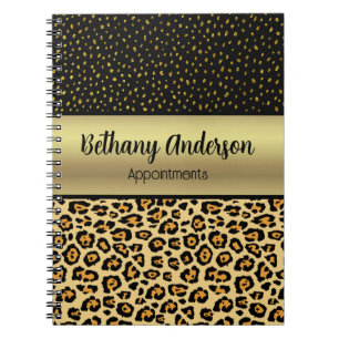 Leopard Print, Imitats Gold Personalisiert Noteboo Notizblock