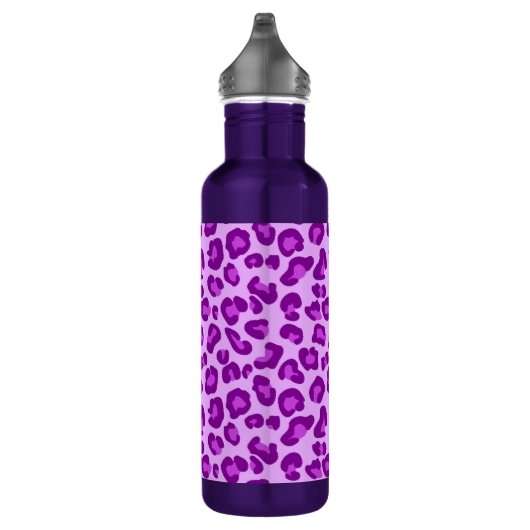 Leopard Print in Deep Lila und Lavendel Edelstahlflasche (Rechts)