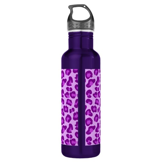 Leopard Print in Deep Lila und Lavendel Edelstahlflasche (Rückseite)
