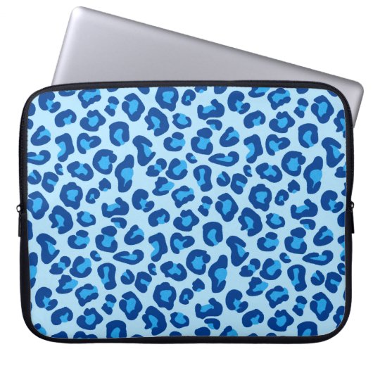 Leopard Print in Light Chambray to Dark Denim Blue Laptopschutzhülle (Vorderseite)