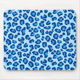 Leopard Print in Light Chambray to Dark Denim Blue Mousepad