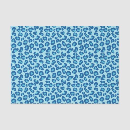 Leopard Print in Light Chambray to Dark Denim Blue Seidenpapier (Vorderseite)