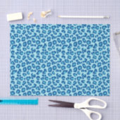 Leopard Print in Light Chambray to Dark Denim Blue Seidenpapier (Handwerk)