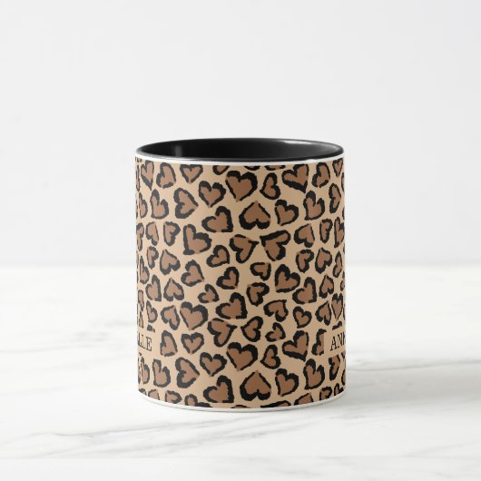Leopard Print Individuelle Name Briefmarke Tasse (Zentrum)