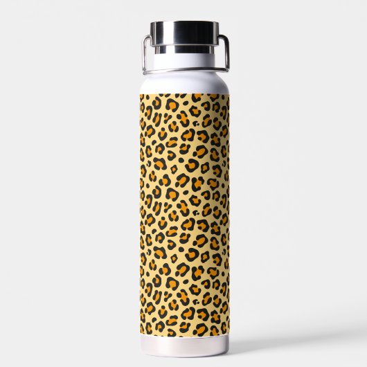 Leopard Print Individuelle Name Trinkflasche (Rückseite)