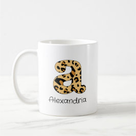 Leopard Print Initial a Lowercase and Name Kaffeetasse