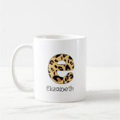 Leopard Print Initial e Lowercase und Name Kaffeetasse (Links)