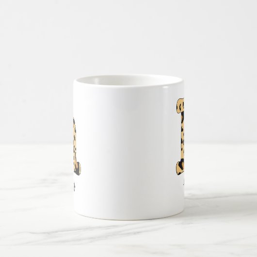 Leopard Print Initial h Lowercase und Name Kaffeetasse (Mittel)