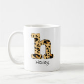 Leopard Print Initial h Lowercase und Name Kaffeetasse (Links)