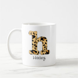 Leopard Print Initial h Lowercase und Name Kaffeetasse