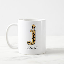 Leopard Print Initial j Lowercase und Name Kaffeetasse