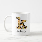 Leopard Print Initial k Lowercase und Name Kaffeetasse (Links)