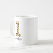 Leopard Print Initial l Lowercase und Name Kaffeetasse (Vorderseite Links)