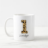 Leopard Print Initial l Lowercase und Name Kaffeetasse (Links)