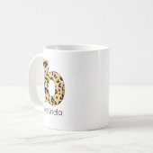 Leopard Print Initial Lowercase b und Name Kaffeetasse (Vorderseite Links)