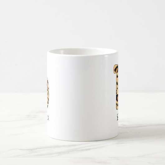 Leopard Print Initial Lowercase b und Name Kaffeetasse (Mittel)