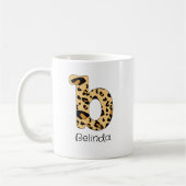 Leopard Print Initial Lowercase b und Name Kaffeetasse (Links)