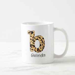 Leopard Print Initial Lowercase b und Name Kaffeetasse