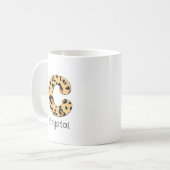 Leopard Print Initial Lowercase c und Name Kaffeetasse (Vorderseite Links)
