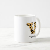Leopard Print Initial / Lowercase und Name Kaffeetasse (VorderseiteRechts)