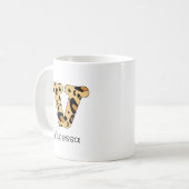 Leopard Print Initial / Lowercase und Name Kaffeetasse (Vorderseite Links)