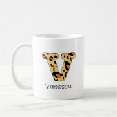 Leopard Print Initial / Lowercase und Name Kaffeetasse (Links)