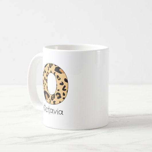 Leopard Print Initial o Lowercase and Name Kaffeetasse (Vorderseite Links)