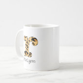 Leopard Print Initial oder Lowercase und Name Kaffeetasse (Vorderseite Links)