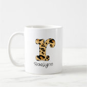 Leopard Print Initial oder Lowercase und Name Kaffeetasse (Links)