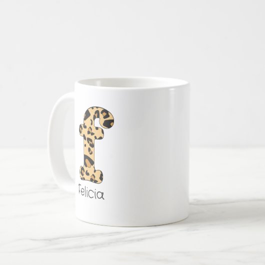 Leopard Print Initial of Lowercase and Name Kaffeetasse (Vorderseite Links)